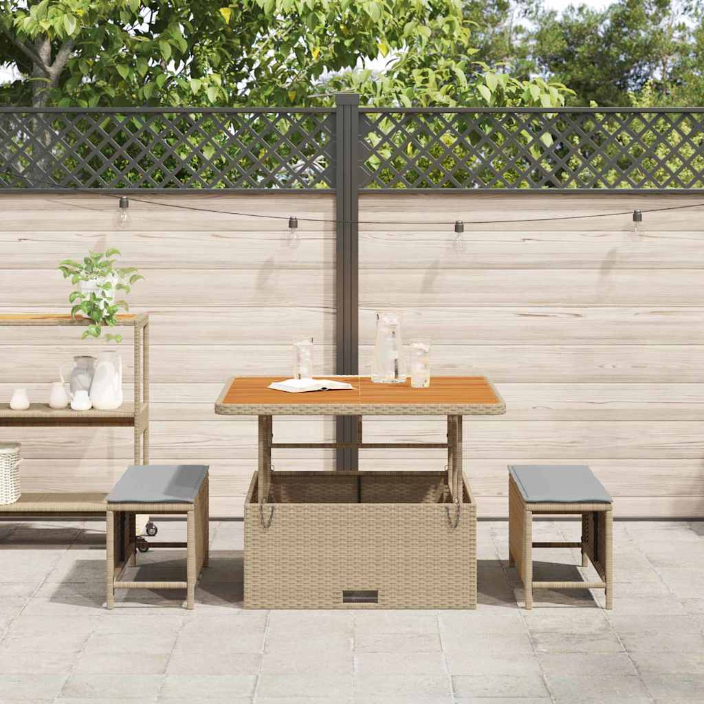 Garden Dining Set 3 pcs Beige Poly rattan