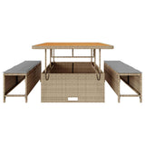 Garden Dining Set 3 pcs Beige Poly rattan