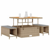 Garden Dining Set 3 pcs Beige Poly rattan