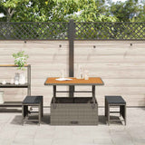 Garden Dining Set 3 pcs Grey Poly rattan