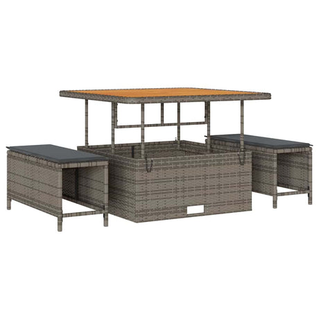 Garden Dining Set 3 pcs Grey Poly rattan