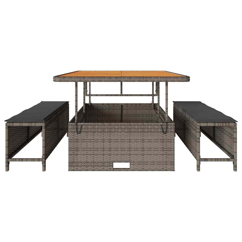Garden Dining Set 3 pcs Grey Poly rattan
