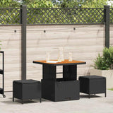 Garden Dining Set 3 pcs Black Poly rattan