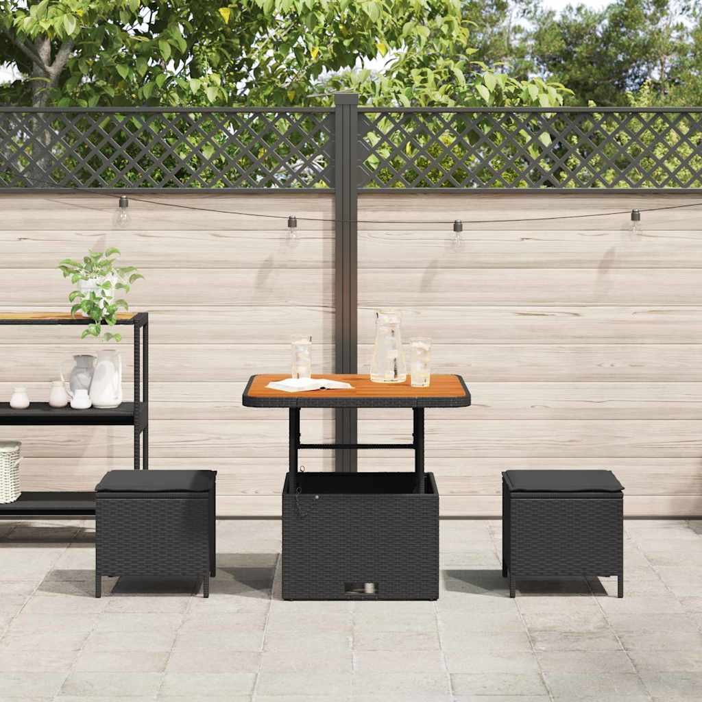 Garden Dining Set 3 pcs Black Poly rattan