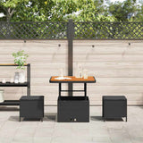 Garden Dining Set 3 pcs Black Poly rattan