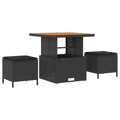 Garden Dining Set 3 pcs Black Poly rattan