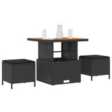Garden Dining Set 3 pcs Black Poly rattan