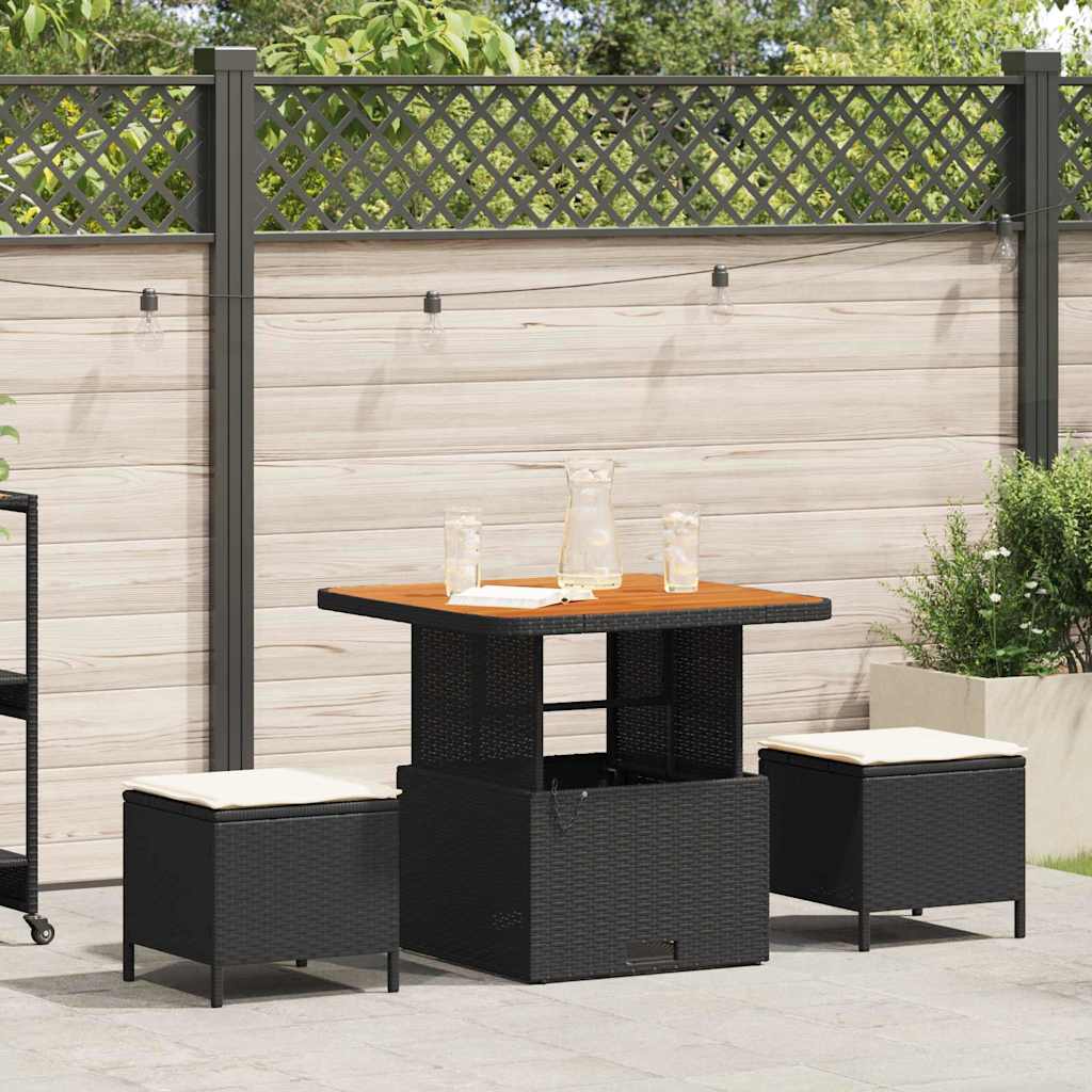 Garden Dining Set 3 pcs Black Poly rattan