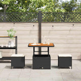 Garden Dining Set 3 pcs Black Poly rattan