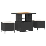 Garden Dining Set 3 pcs Black Poly rattan