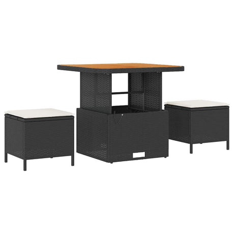 Garden Dining Set 3 pcs Black Poly rattan