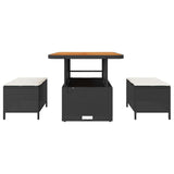 Garden Dining Set 3 pcs Black Poly rattan