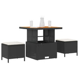 Garden Dining Set 3 pcs Black Poly rattan