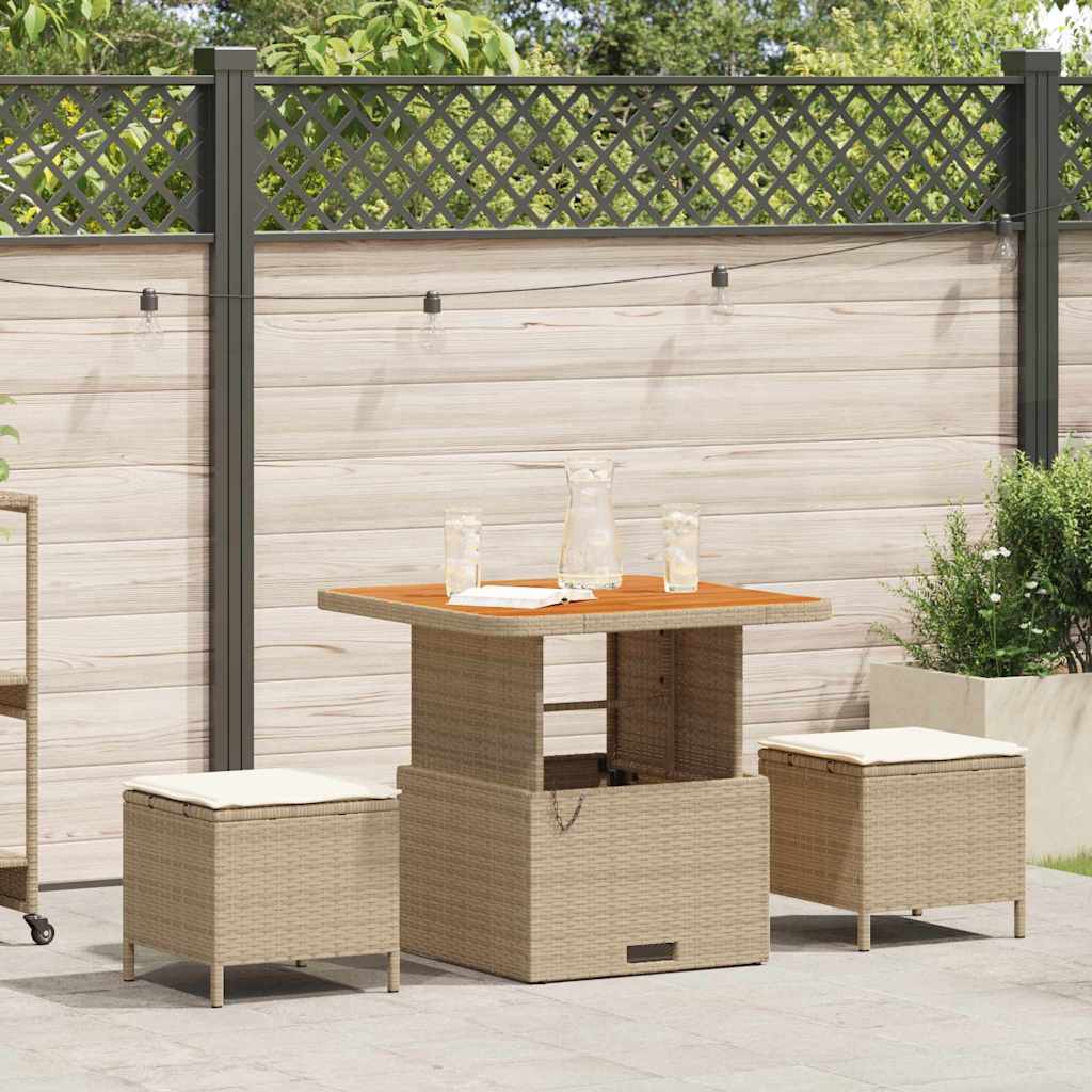 Garden Dining Set 3 pcs Beige Poly rattan