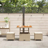 Garden Dining Set 3 pcs Beige Poly rattan