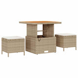 Garden Dining Set 3 pcs Beige Poly rattan