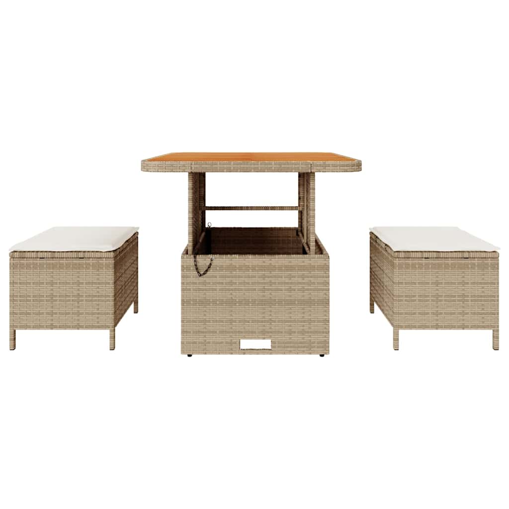 Garden Dining Set 3 pcs Beige Poly rattan