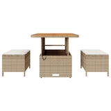 Garden Dining Set 3 pcs Beige Poly rattan