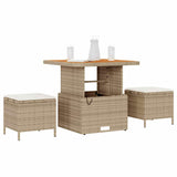 Garden Dining Set 3 pcs Beige Poly rattan