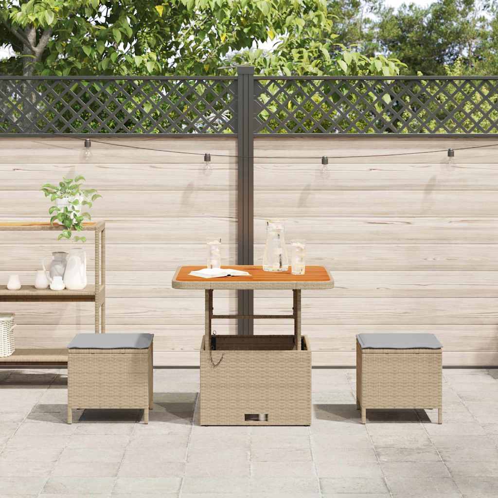Garden Dining Set 3 pcs Beige Poly rattan