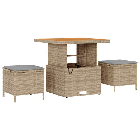 Garden Dining Set 3 pcs Beige Poly rattan