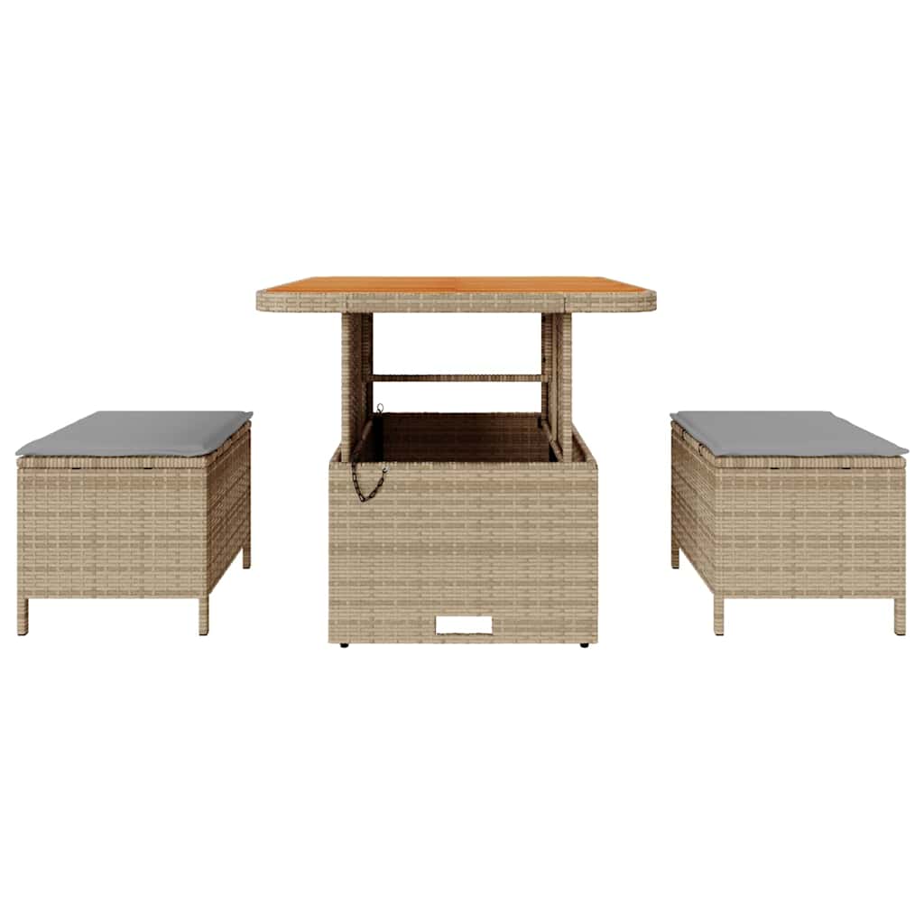 Garden Dining Set 3 pcs Beige Poly rattan