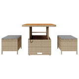 Garden Dining Set 3 pcs Beige Poly rattan