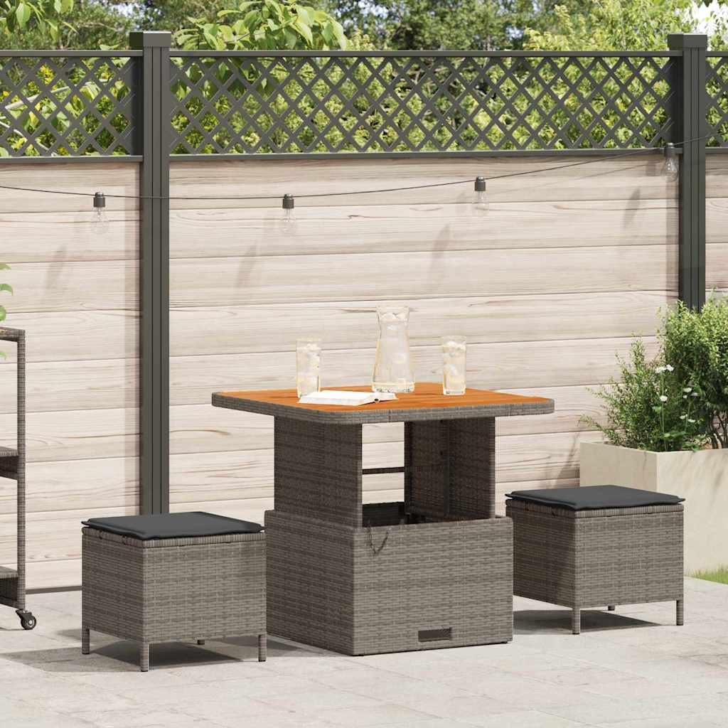 Garden Dining Set 3 pcs Grey Poly rattan