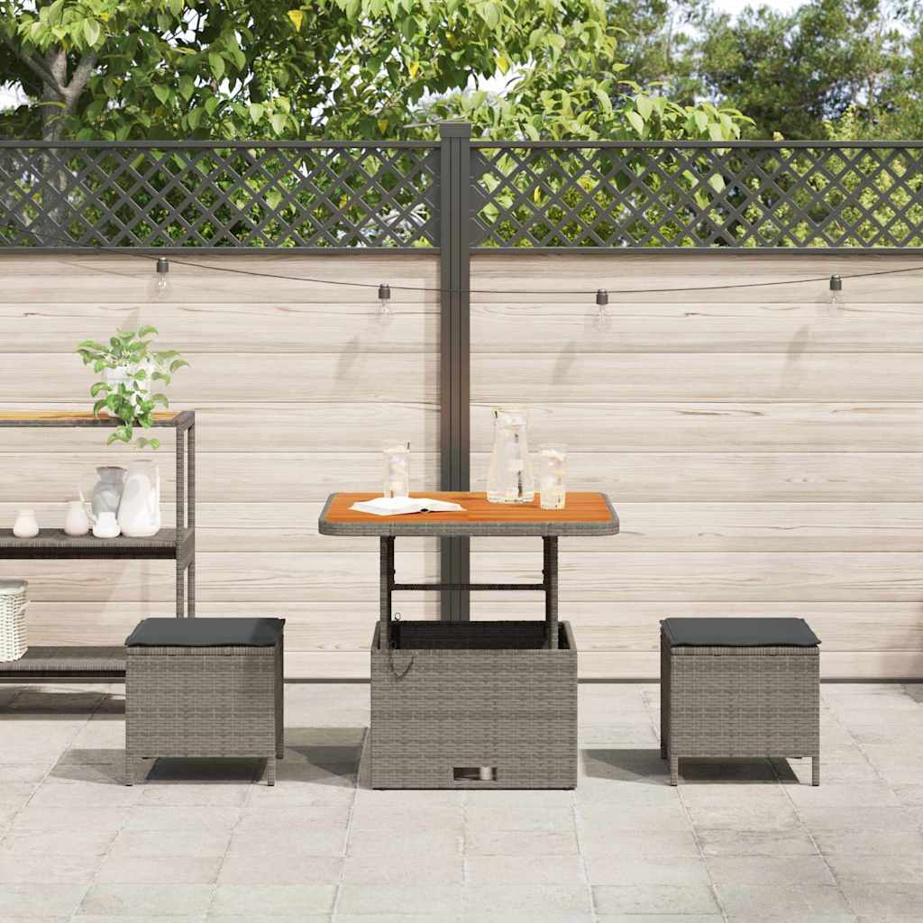 Garden Dining Set 3 pcs Grey Poly rattan