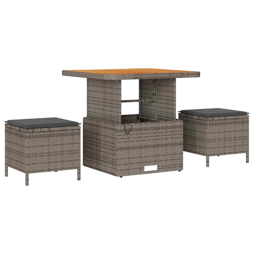Garden Dining Set 3 pcs Grey Poly rattan