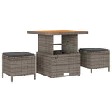 Garden Dining Set 3 pcs Grey Poly rattan