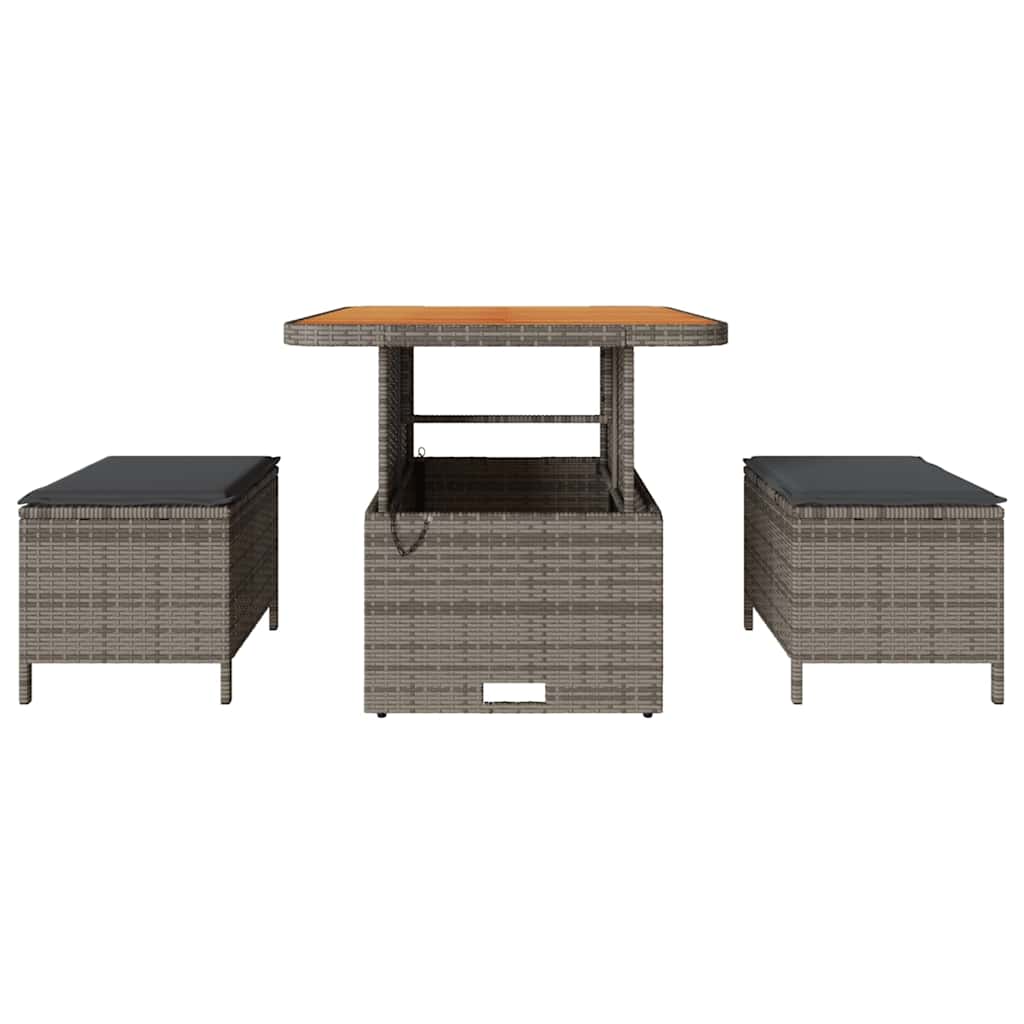 Garden Dining Set 3 pcs Grey Poly rattan