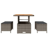 Garden Dining Set 3 pcs Grey Poly rattan