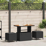 Garden Dining Set 3 pcs Black Poly rattan