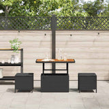 Garden Dining Set 3 pcs Black Poly rattan