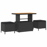 Garden Dining Set 3 pcs Black Poly rattan