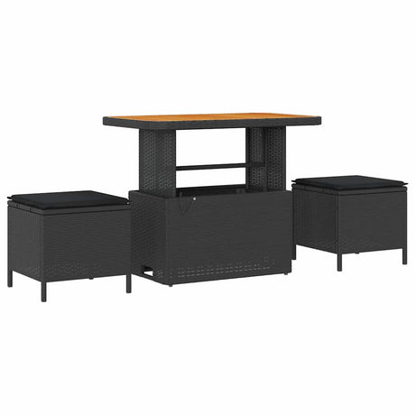 Garden Dining Set 3 pcs Black Poly rattan