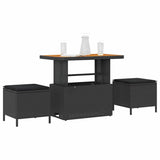 Garden Dining Set 3 pcs Black Poly rattan
