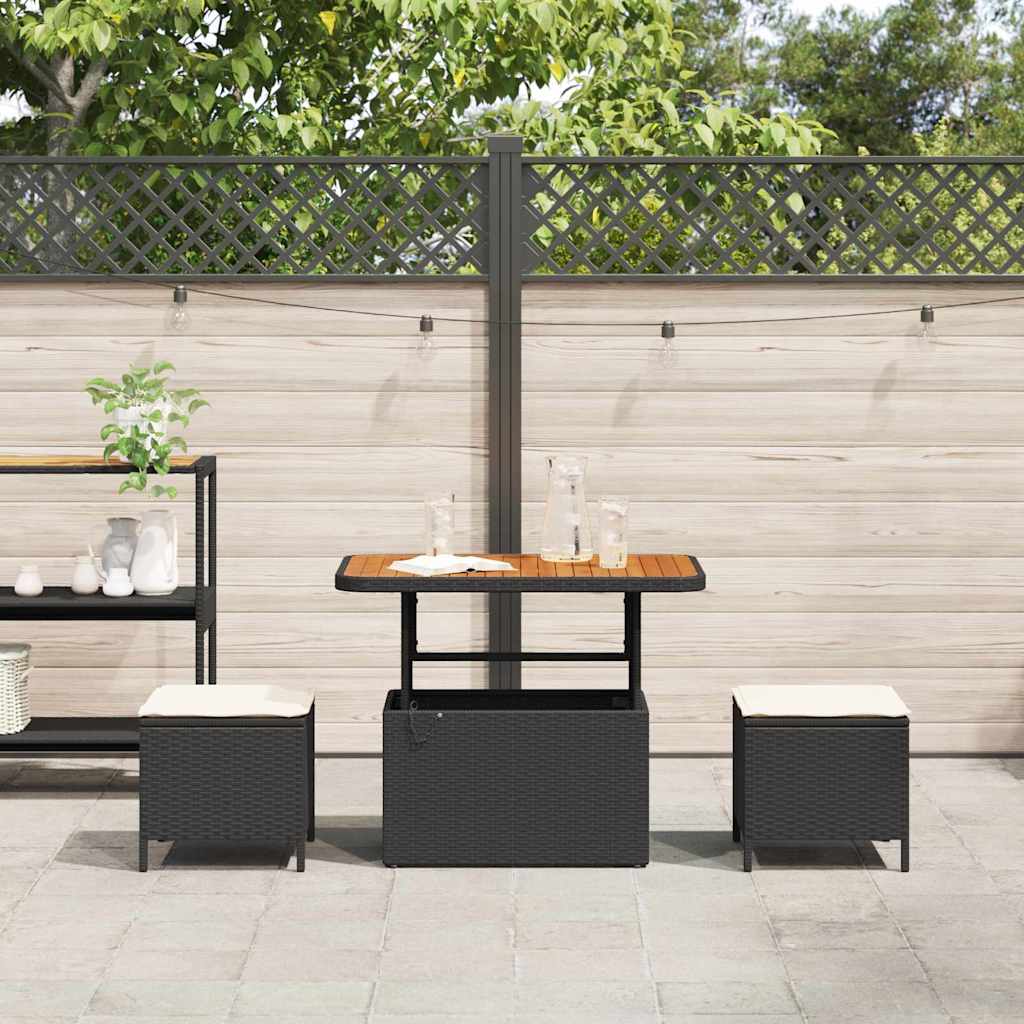Garden Dining Set 3 pcs Black Poly rattan