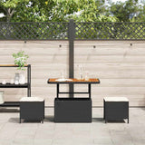 Garden Dining Set 3 pcs Black Poly rattan