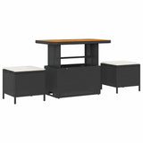 Garden Dining Set 3 pcs Black Poly rattan