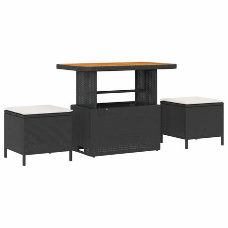 Garden Dining Set 3 pcs Black Poly rattan