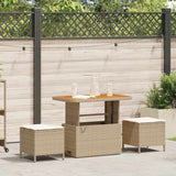 Garden Dining Set 3 pcs Beige Poly rattan