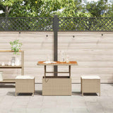 Garden Dining Set 3 pcs Beige Poly rattan