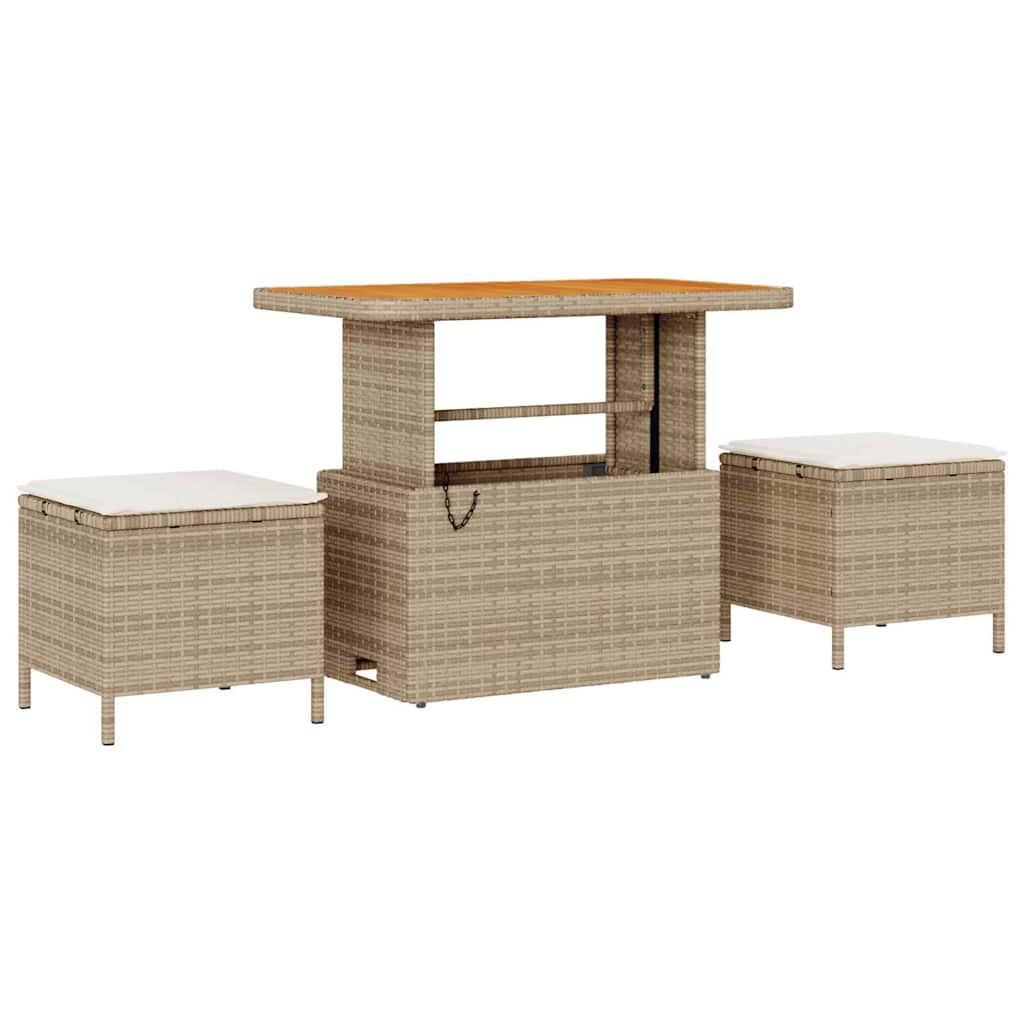 Garden Dining Set 3 pcs Beige Poly rattan