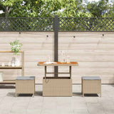 Garden Dining Set 3 pcs Beige Poly rattan