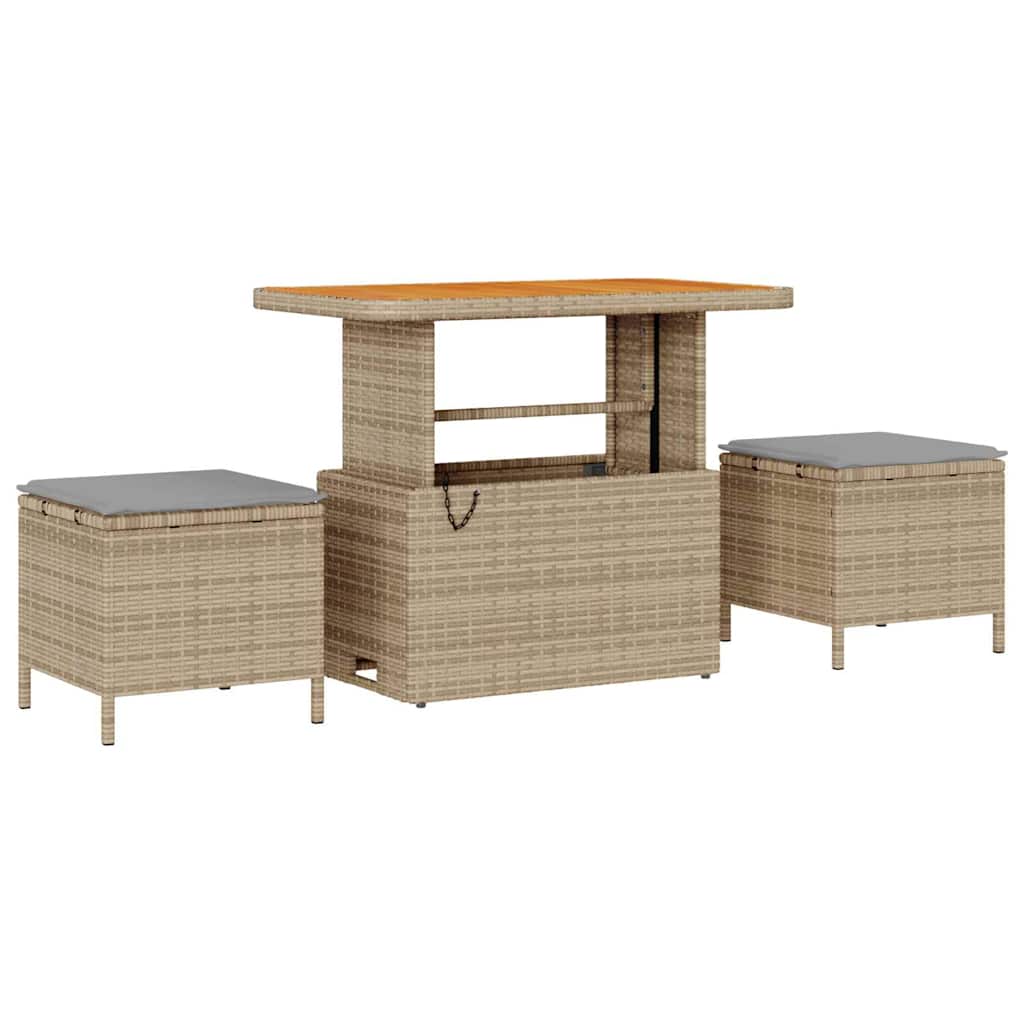 Garden Dining Set 3 pcs Beige Poly rattan