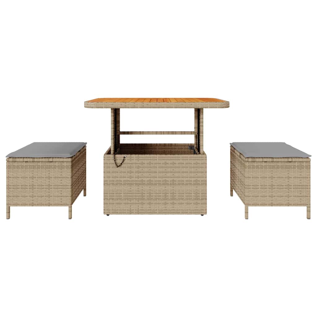 Garden Dining Set 3 pcs Beige Poly rattan
