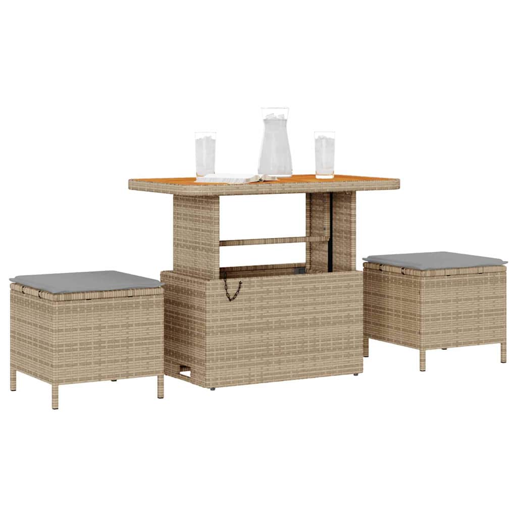 Garden Dining Set 3 pcs Beige Poly rattan