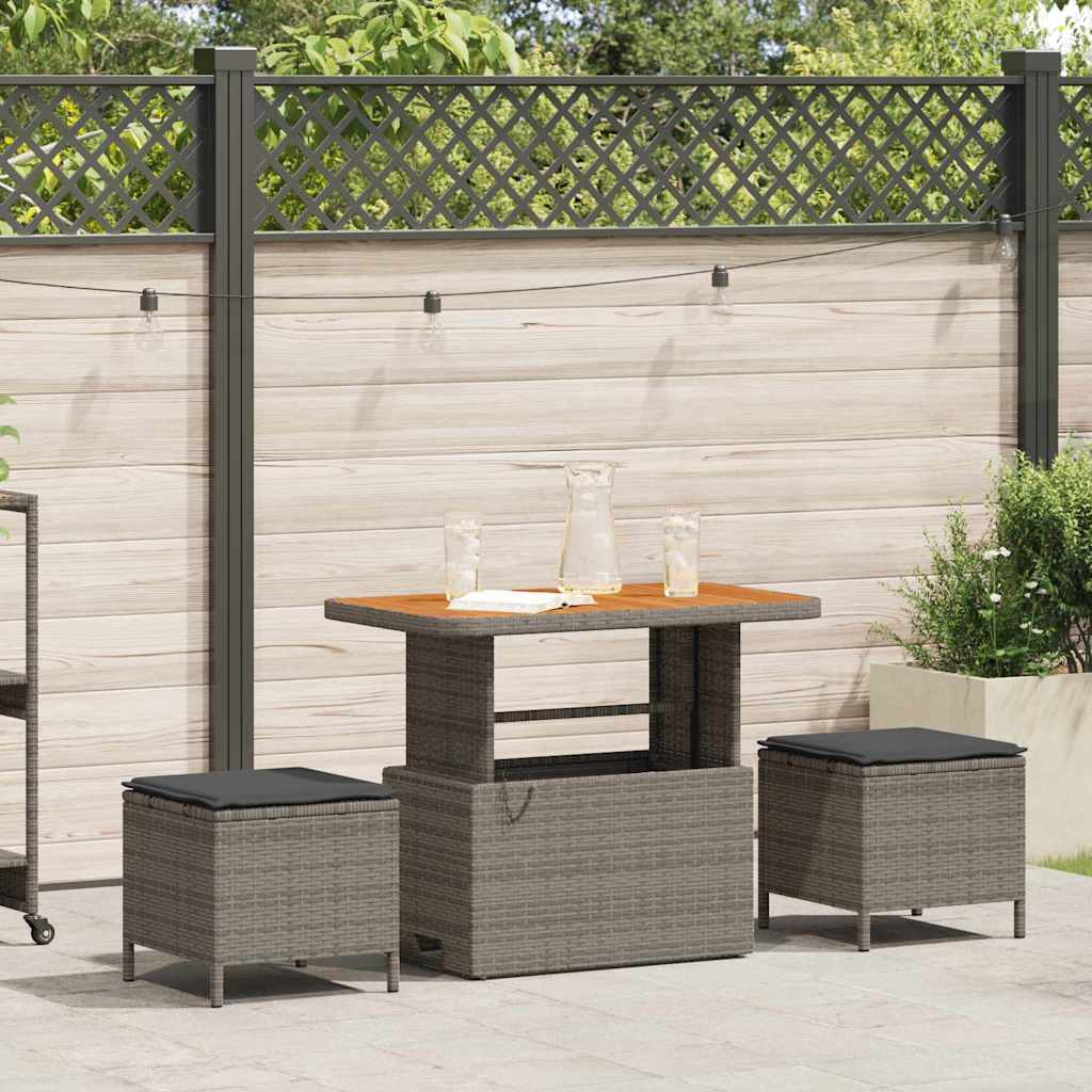 Garden Dining Set 3 pcs Grey Poly rattan